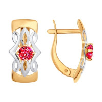 Серьги из золота с красными фианитами 