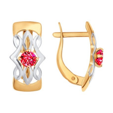 Серьги из золота с красными фианитами