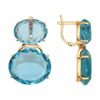 Серьги из золота с кварцем и фианитами 7806