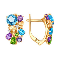 Серьги из золота с миксом камней 