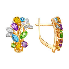 Серьги из золота с миксом камней