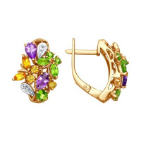 Серьги из золота с миксом камней