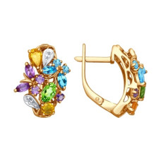 Серьги из золота с миксом камней