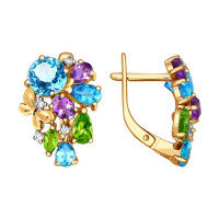 Серьги из золота с миксом камней 