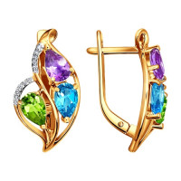 Серьги из золота с миксом камней 