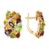 Серьги из золота с миксом камней 