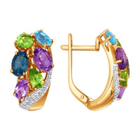 Серьги из золота с миксом камней 