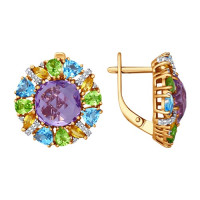Серьги из золота с миксом камней 10986