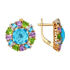 Серьги из золота с миксом камней