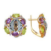 Серьги из золота с миксом камней 