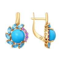 Серьги из золота с миксом камней 