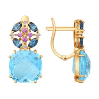 Серьги из золота с миксом камней 