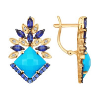 Серьги из золота с миксом камней 8741