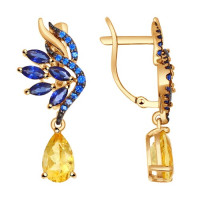 Серьги из золота с миксом камней 