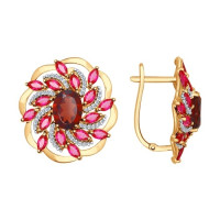 Серьги из золота с миксом камней 