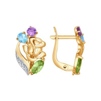 Серьги из золота с миксом камней 6013