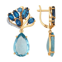 Серьги из золота с миксом камней 