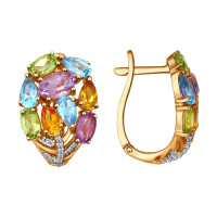 Серьги из золота с миксом камней 10048