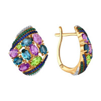 Серьоги из золота с миксом камней 