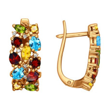 Серьги из золота с миксом камней