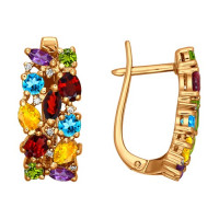 Серьги из золота с миксом камней «Искристый вальс»