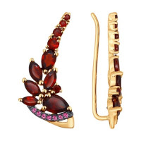 Золотые серьги с полудрагоценными вставками 