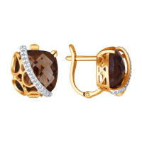 Серьги из золота с раухтопазами и фианитами Люкс-Гармония