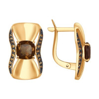 Серьги из золота с раухтопазами и жёлтыми фианитами 13064