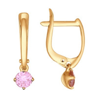 Серьги из золота с розовыми фианитами 