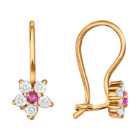 Серьги из золота с розовыми фианитами 