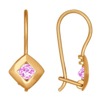 Серьги из золота с розовыми фианитами 17898