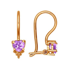 Серьги из золота с сиреневыми фианитами