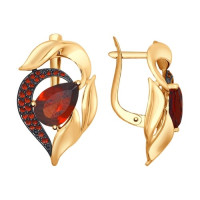 Серьги из золота с ситаллами и красными фианитами 