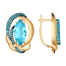 Серьги из золота с ситаллами и зелеными фианитами