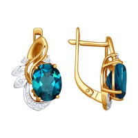 Серьги из золота с топазами и фианитами 