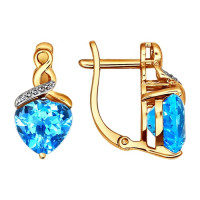 Сияющие золотые серьги с топазами и фианитами 