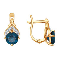 Серьги из золота с топазами и фианитами 