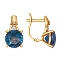 Серьги из золота с топазами и фианитами 