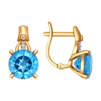 Серьги из золота с топазами и фианитами 9873