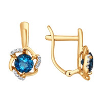 Серьги из золота с топазами и фианитами «Сияние лета» 9761