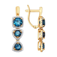 Серьги из золота с топазами и фианитами