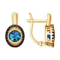 Серьги из золота с топазами и фианитами 