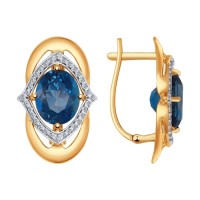 Серьги из золота с топазами и фианитами 7592