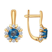 Серьги из золота с топазами и фианитами 6972