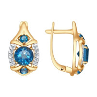 Серьги из золота с топазами и фианитами 