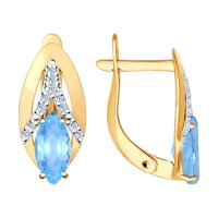 Серьги из золота с топазами и фианитами Элегантный свет северного сияния