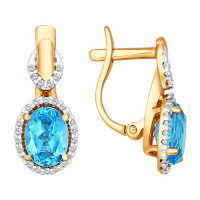 Золотые серьги с топазами и фианитами Светлое волшебство 10806