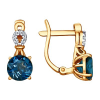 Серьги из золота с топазами и фианитами 10788