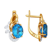 Серьги из золота с топазами и фианитами 12577