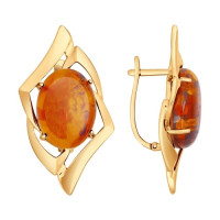 Серьги из золота с янтарём 7347